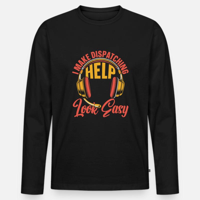 Notruf Leitstelle Einsatzzentrale - Männer Premium Bio Langarmshirt - Schwarz