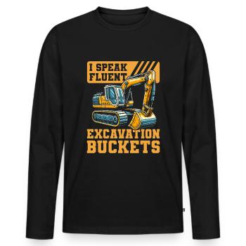 Excavator Operator - Men's Premium Organic Long Sleeve Shirt - black - Front - Nico (187cm)