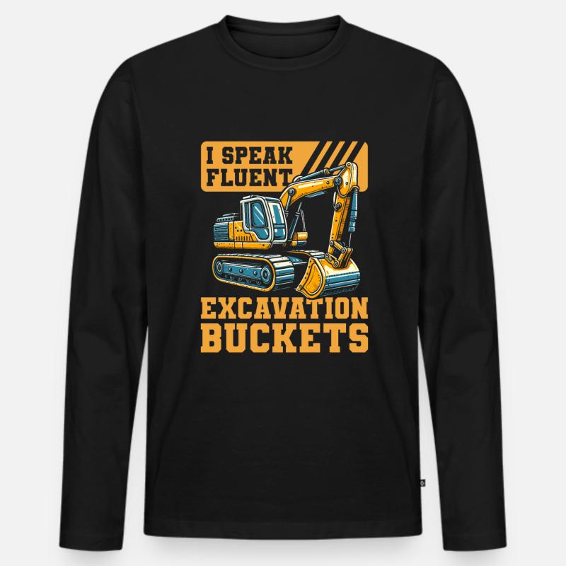 Baggerfahrer - Männer Premium Bio Langarmshirt - Schwarz