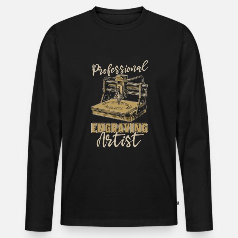 Graveur - Männer Premium Bio Langarmshirt - Schwarz