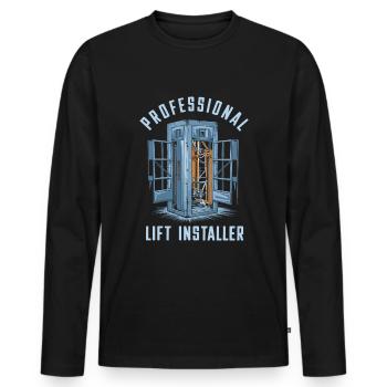 Installateur d’ascenseur - T-shirt manches longues Premium bio Homme - noir - Devant - Nico (187cm)