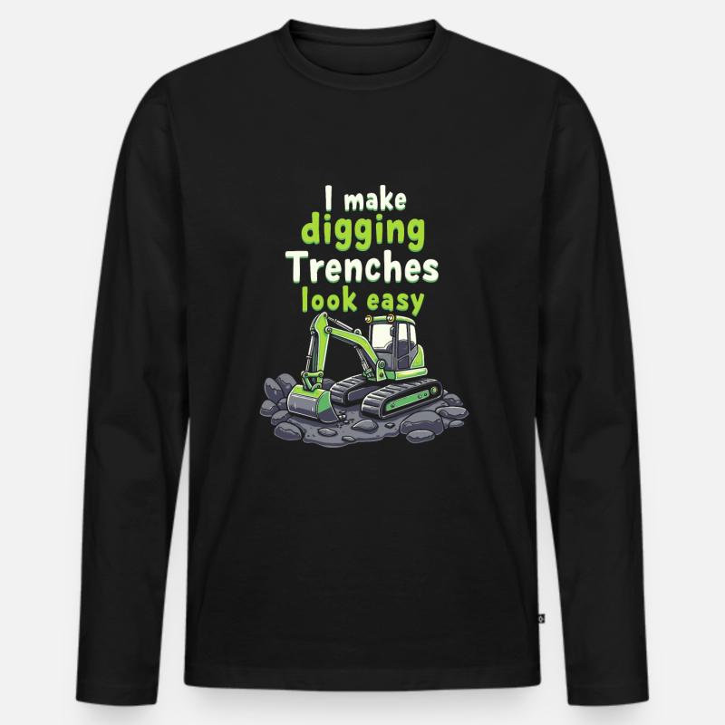 Baggerfahrer - Männer Premium Bio Langarmshirt - Schwarz