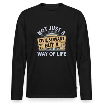 Beamte - Männer Premium Bio Langarmshirt - Schwarz - Vorne - Nico (187cm)