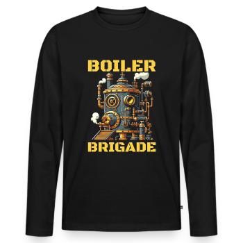 Boiler Operator Team - Men's Premium Organic Long Sleeve Shirt - black - Front - Nico (187cm)