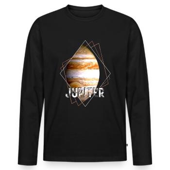 Jupiter Planet Sonnensystem - Männer Premium Bio Langarmshirt - Schwarz - Vorne - Nico (187cm)