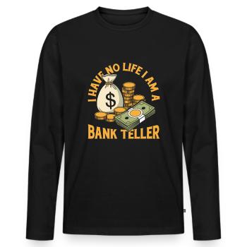 Employé de banque - T-shirt manches longues Premium bio Homme - noir - Devant - Nico (187cm)