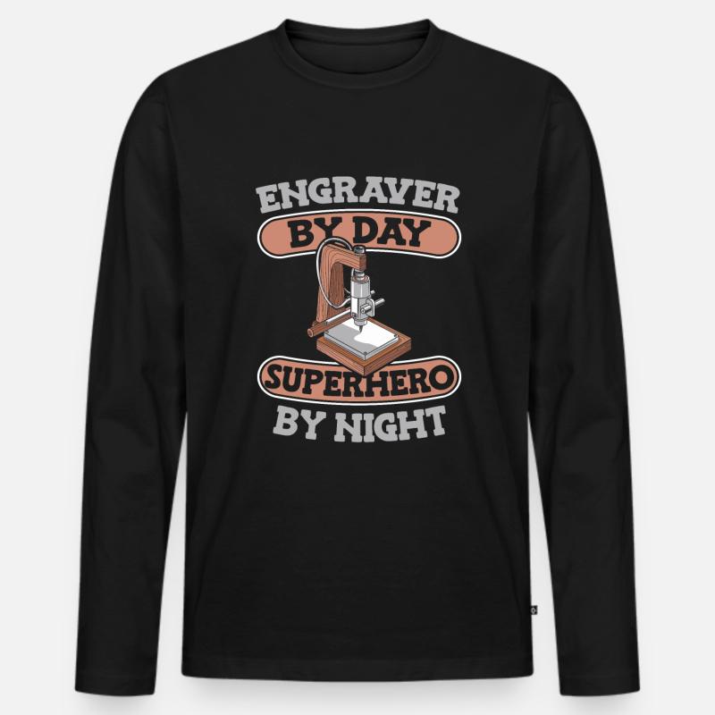 Graveur - Männer Premium Bio Langarmshirt - Schwarz