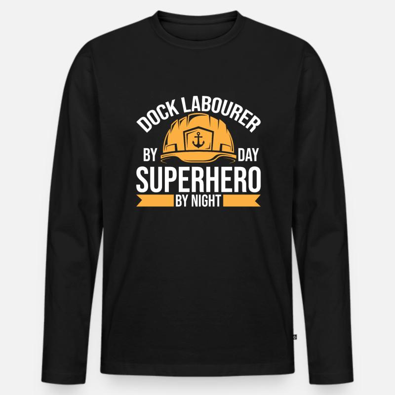 Hafenarbeiter - Männer Premium Bio Langarmshirt - Schwarz