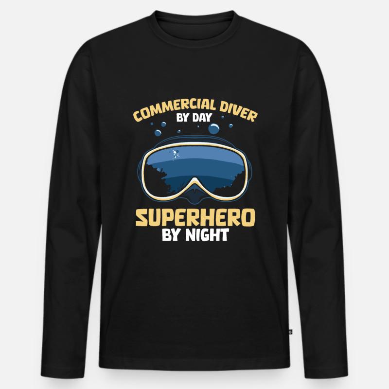 Berufstaucher - Männer Premium Bio Langarmshirt - Schwarz