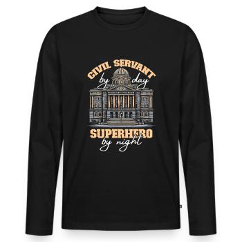 Beamte - Männer Premium Bio Langarmshirt - Schwarz - Vorne - Nico (187cm)