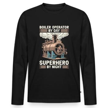 Boiler operators - Men's Premium Organic Long Sleeve Shirt - black - Front - Nico (187cm)