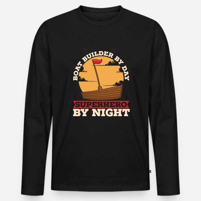 Bootsbauer - Männer Premium Bio Langarmshirt - Schwarz