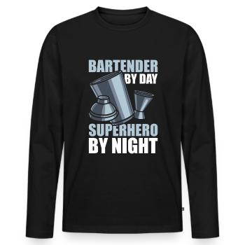 Barman Barman - T-shirt manches longues Premium bio Homme - noir - Devant - Nico (187cm)