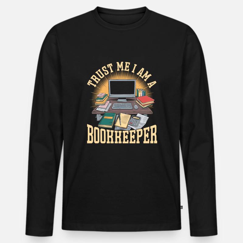 Buchhalter - Männer Premium Bio Langarmshirt - Schwarz