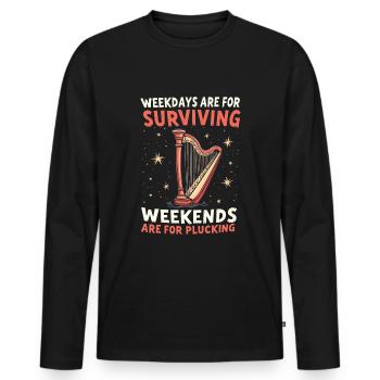 Harfe - Männer Premium Bio Langarmshirt - Schwarz - Vorne - Nico (187cm)