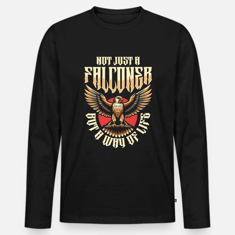 Falkner - Männer Premium Bio Langarmshirt - Schwarz