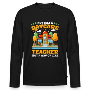 Institutrice de maternelle, assistante maternelle, assistante maternelle - T-shirt manches longues Premium bio Homme - noir - Devant - Nico (187cm)