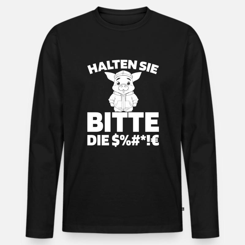 Schwein Schweinebauer - Männer Premium Bio Langarmshirt - Schwarz