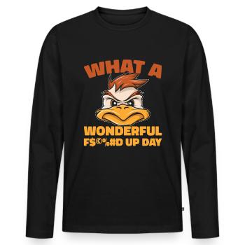 Journée du canard foutu en l’air - T-shirt manches longues Premium bio Homme - noir - Devant - Nico (187cm)