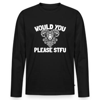 Sheep Stfu Would You Please Shut Up - Men's Premium Organic Long Sleeve Shirt - black - Front - Nico (187cm)