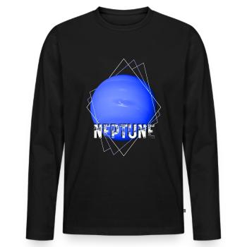 Planète Neptune - T-shirt manches longues Premium bio Homme - noir - Devant - Nico (187cm)