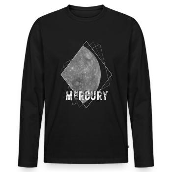 Mercure, planète, système solaire - T-shirt manches longues Premium bio Homme - noir - Devant - Nico (187cm)