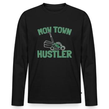 Lawn mower mowing - Men's Premium Organic Long Sleeve Shirt - black - Front - Nico (187cm)