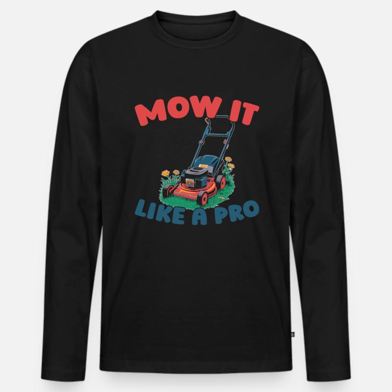 Rasenmäher Mähen - Männer Premium Bio Langarmshirt - Schwarz