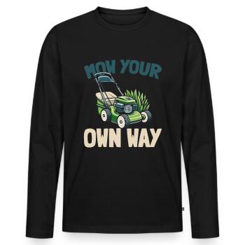 Lawn mower mowing - Men's Premium Organic Long Sleeve Shirt - black - Front - Nico (187cm)