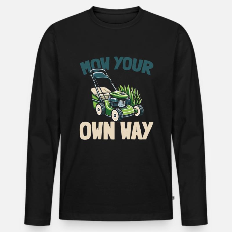 Rasenmäher Mähen - Männer Premium Bio Langarmshirt - Schwarz