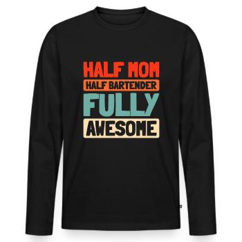 Barman Barman Mère Maman - T-shirt manches longues Premium bio Homme - noir - Devant - Nico (187cm)