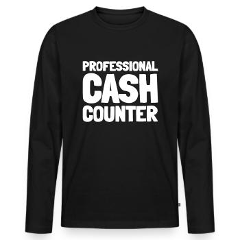 Employé de banque - T-shirt manches longues Premium bio Homme - noir - Devant - Nico (187cm)