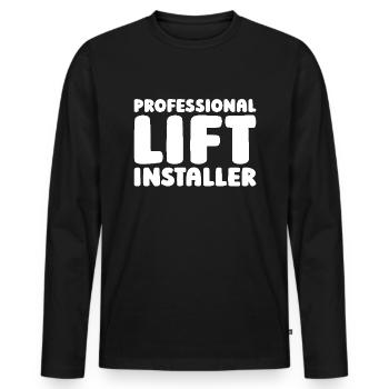 Installateur d’ascenseur - T-shirt manches longues Premium bio Homme - noir - Devant - Nico (187cm)