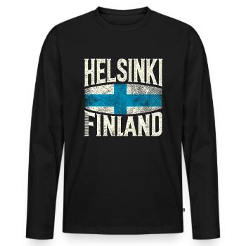 Helsinki, Finlande - T-shirt manches longues Premium bio Homme - noir - Devant - Nico (187cm)