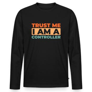 Controller - Männer Premium Bio Langarmshirt - Schwarz - Vorne - Nico (187cm)