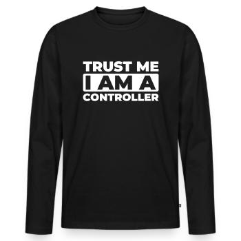 Controller - Männer Premium Bio Langarmshirt - Schwarz - Vorne - Nico (187cm)