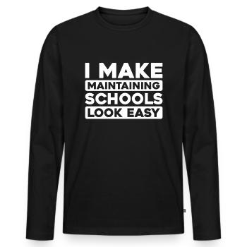 Administrateur de l’école - T-shirt manches longues Premium bio Homme - noir - Devant - Nico (187cm)