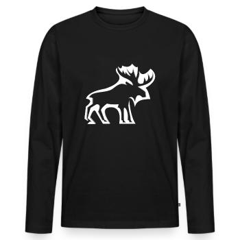 Elch - Männer Premium Bio Langarmshirt - Schwarz - Vorne - Nico (187cm)