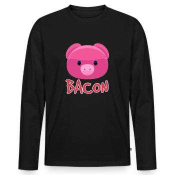 Bacon Schwein - Männer Premium Bio Langarmshirt - Schwarz - Vorne - Nico (187cm)