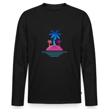 Insel Palmen Design Auszeit - Männer Premium Bio Langarmshirt - Schwarz - Vorne - Nico (187cm)