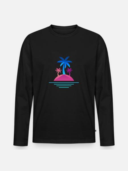 Island palms design time out - Men's Premium Organic Long Sleeve Shirt - black