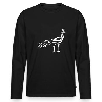 PFAU - Männer Premium Bio Langarmshirt - Schwarz - Vorne - Nico (187cm)