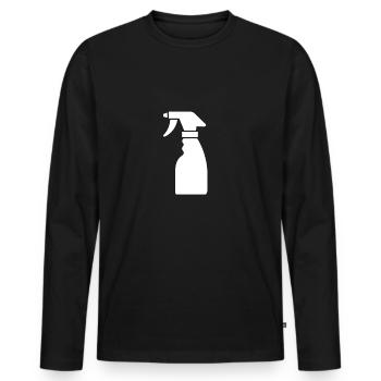 Reinigungsflasche - Männer Premium Bio Langarmshirt - Schwarz - Vorne - Nico (187cm)