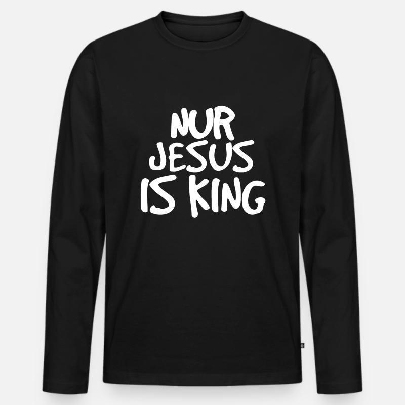 nur Jesus is king - Männer Premium Bio Langarmshirt - Schwarz