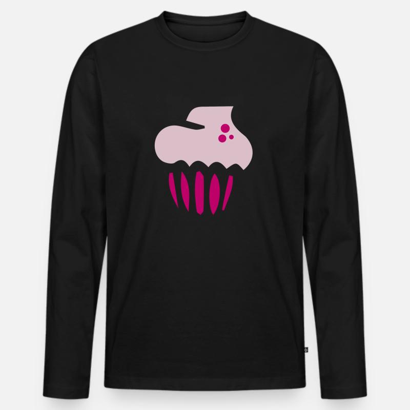 Sahne Cupcake - Männer Premium Bio Langarmshirt - Schwarz