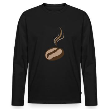 coffee bean - Men's Premium Organic Long Sleeve Shirt - black - Front - Nico (187cm)