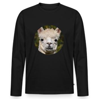 lama - Men's Premium Organic Long Sleeve Shirt - black - Front - Nico (187cm)