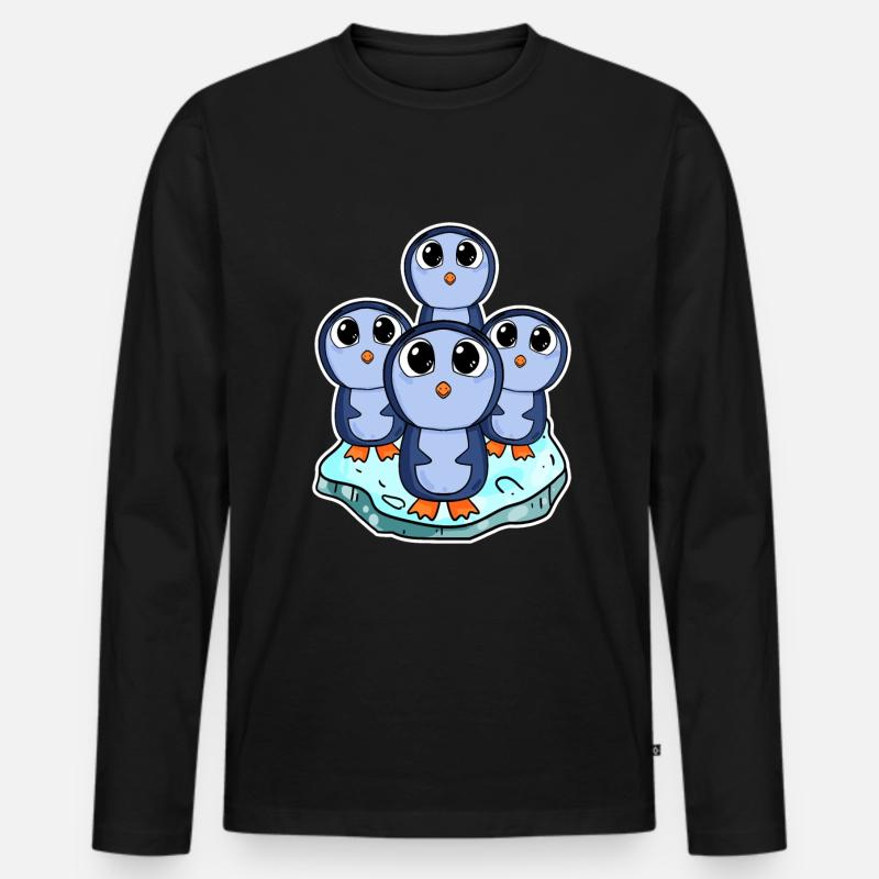 Pinguine - Männer Premium Bio Langarmshirt - Schwarz