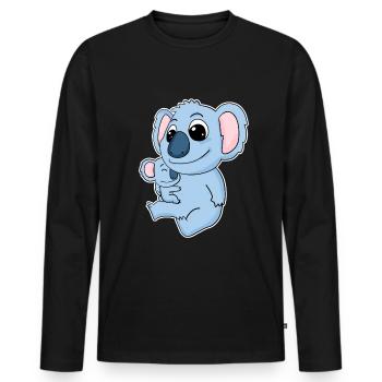 Koala Familie - Koala mit Baby - Koala Motiv - Männer Premium Bio Langarmshirt - Schwarz - Vorne - Nico (187cm)