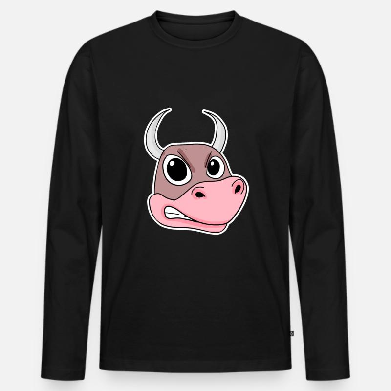 wütender Bulle - Männer Premium Bio Langarmshirt - Schwarz